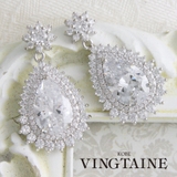 キュービックジルコニアフラワー×ティアドロップピアス イヤリング 結婚式 | VINGTAINE | 詳細画像1 