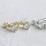 ダブルキュービックジルコニアピアス 2粒 CZ | VINGTAINE | 詳細画像4 