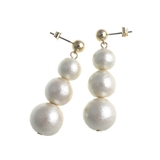ピアス | 3粒グラデーションコットンパールピアス イヤリング ネジバネ式 | VINGTAINE