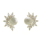 ピアス | クラシカルコットンパールハーフビジューピアス イヤリング ネジバネ式 | VINGTAINE