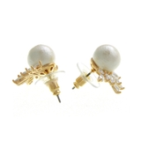 クラシカルコットンパールハーフビジューピアス イヤリング ネジバネ式 | VINGTAINE | 詳細画像2