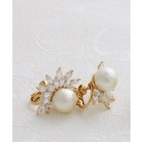 クラシカルコットンパールハーフビジューピアス イヤリング ネジバネ式 | VINGTAINE | 詳細画像7