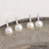 パール×バーミニピアス シンプル キュービックジルコニア | VINGTAINE | 詳細画像1