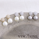 パヴェボール×パールピアス イヤリング 上品 | VINGTAINE | 詳細画像1