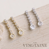 ミニラウンドストーンシンプルピアス キュービックジルコニア 揺れ | VINGTAINE | 詳細画像1 