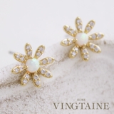 フラワー×ホワイトオパールピアス イヤリング 大人っぽい | VINGTAINE | 詳細画像1 