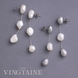 3粒淡水パールロングピアス イヤリング バロックパール | VINGTAINE | 詳細画像1