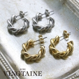 ツイストハーフフープピアス リングピアス 編み込み | VINGTAINE | 詳細画像1 