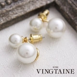 セパレートパールピアス/バックキャッチピアス/ダブル/結婚式 P2-670 | VINGTAINE | 詳細画像1