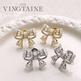 ビジューリボンピアス キュービックジルコニア 可愛い | VINGTAINE | 詳細画像1