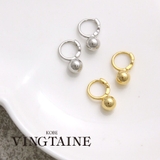 ミニメタルボール付きリングピアス アクセサリー フープ | VINGTAINE | 詳細画像1