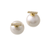 ゴールド×ホワイト | バックキャッチピアス パール キュービックジルコニア | VINGTAINE