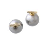 ゴールド×グレー | バックキャッチピアス パール キュービックジルコニア | VINGTAINE