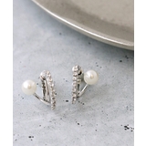 パール×ラインストーン ハーフフープピアス イヤリング | VINGTAINE | 詳細画像9 