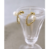 パール×ラインストーン ハーフフープピアス イヤリング | VINGTAINE | 詳細画像10 