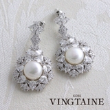 淡水パール×キュービックジルコニアゴージャスピアス イヤリング ブライダル | VINGTAINE | 詳細画像1 