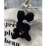 ブラック | もこもこファンシーうさぎぬいぐるみキーホルダー | WEGO【WOMEN】