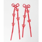 レッド | ビジューポイントリボンヘアクリップ2P | WEGO【WOMEN】