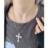 シルバー | Lクロスボールチェーンネックレス | WEGO【WOMEN】
