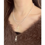 柄2 | Lパールチェーンクロスネックレス | WEGO【WOMEN】