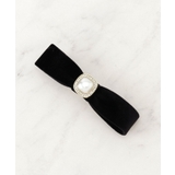 ブラック(019) | ベロアリボンパール調バレッタ | Couture brooch