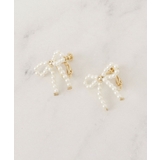 ゴールド(007) | パール調リボンデザインイヤリング | Couture brooch