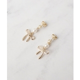 フェイクパール付きリボンモチーフピアス | Couture brooch | 詳細画像1