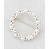 ゴールド(007) | フェイクパール／ビジューサークルブローチ | OPAQUE.CLIP