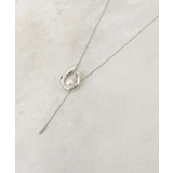 シルバー(006) | U字メタル×フェイクパール ロングスライドネックレス | OPAQUE.CLIP