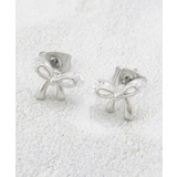 シルバー(006) | ビジュー×メタルリボンミニピアス | OPAQUE.CLIP