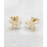 ゴールド(007) | ビジュー×メタルリボンミニピアス | OPAQUE.CLIP