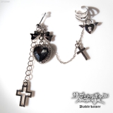 イヤーカフ付ハート十字架ピアス 韓国 夢展望 | 夢展望 | 詳細画像1 